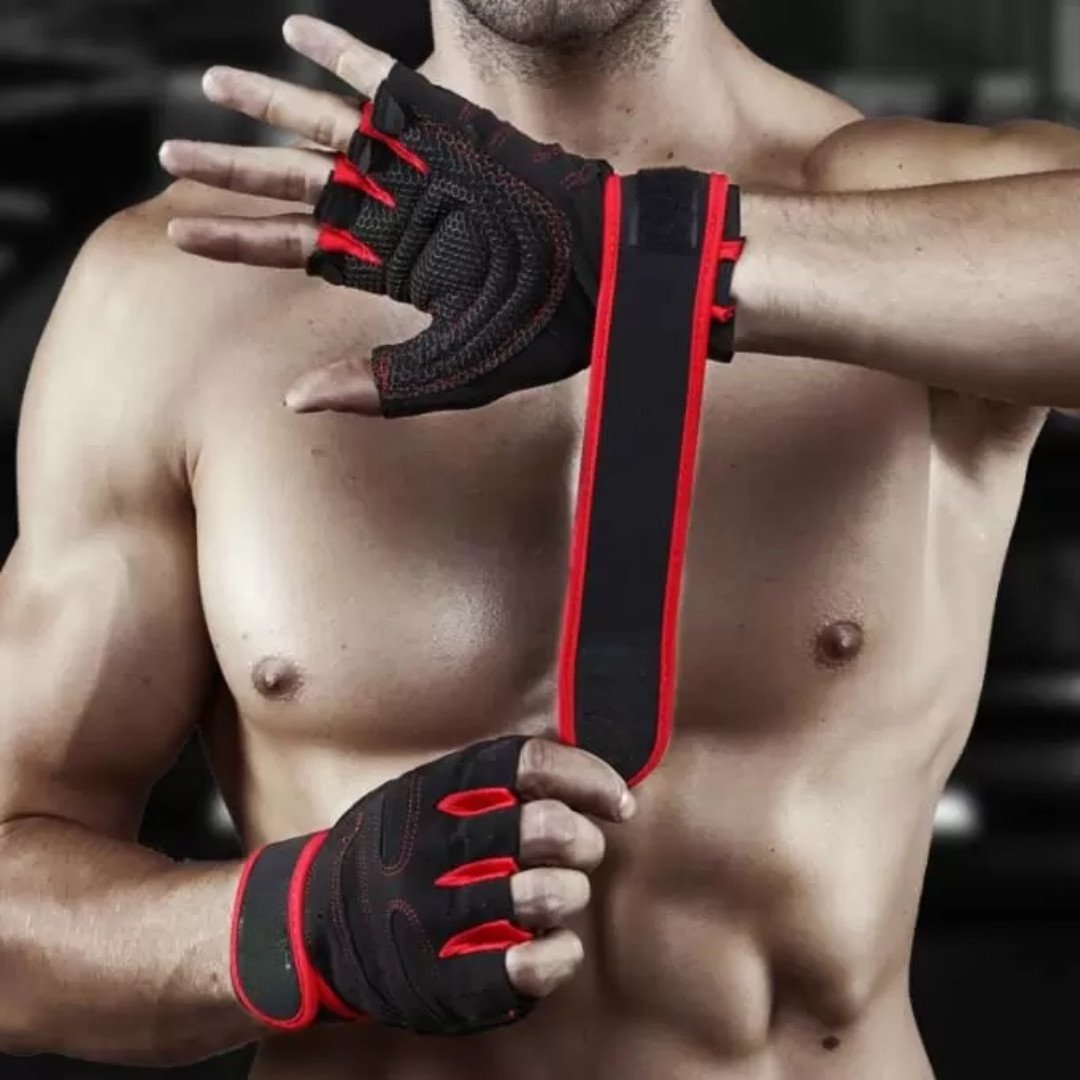 Padded Weightlifting Training Gym Gloves with Wrist Wraps | MAX MOTION SPORTSWEAR - Image 2