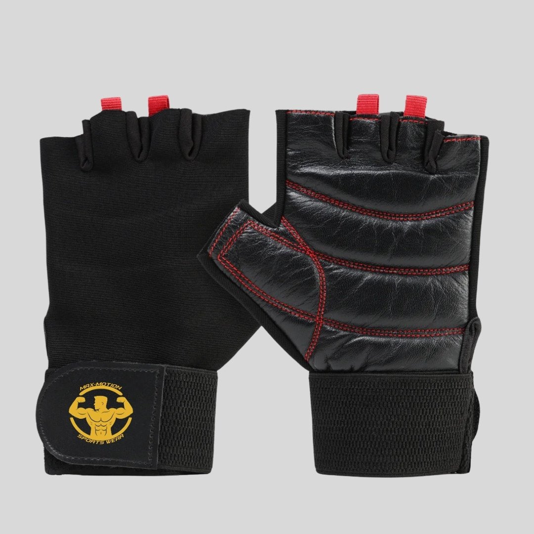 Workout Gym Gloves – Black/Red | Strength & Conditioning (Bulk & OEM Available) | MAX MOTION SPORTSWEAR