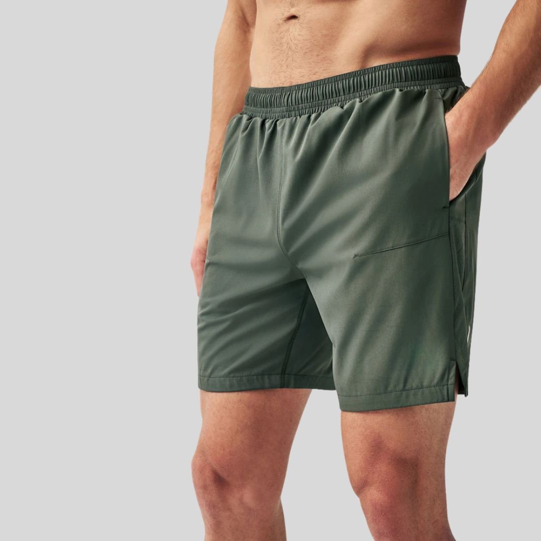MaxMotion Khaki Green 7-Inch Active Gym Sports Shorts – Wholesale & OEM - Image 4