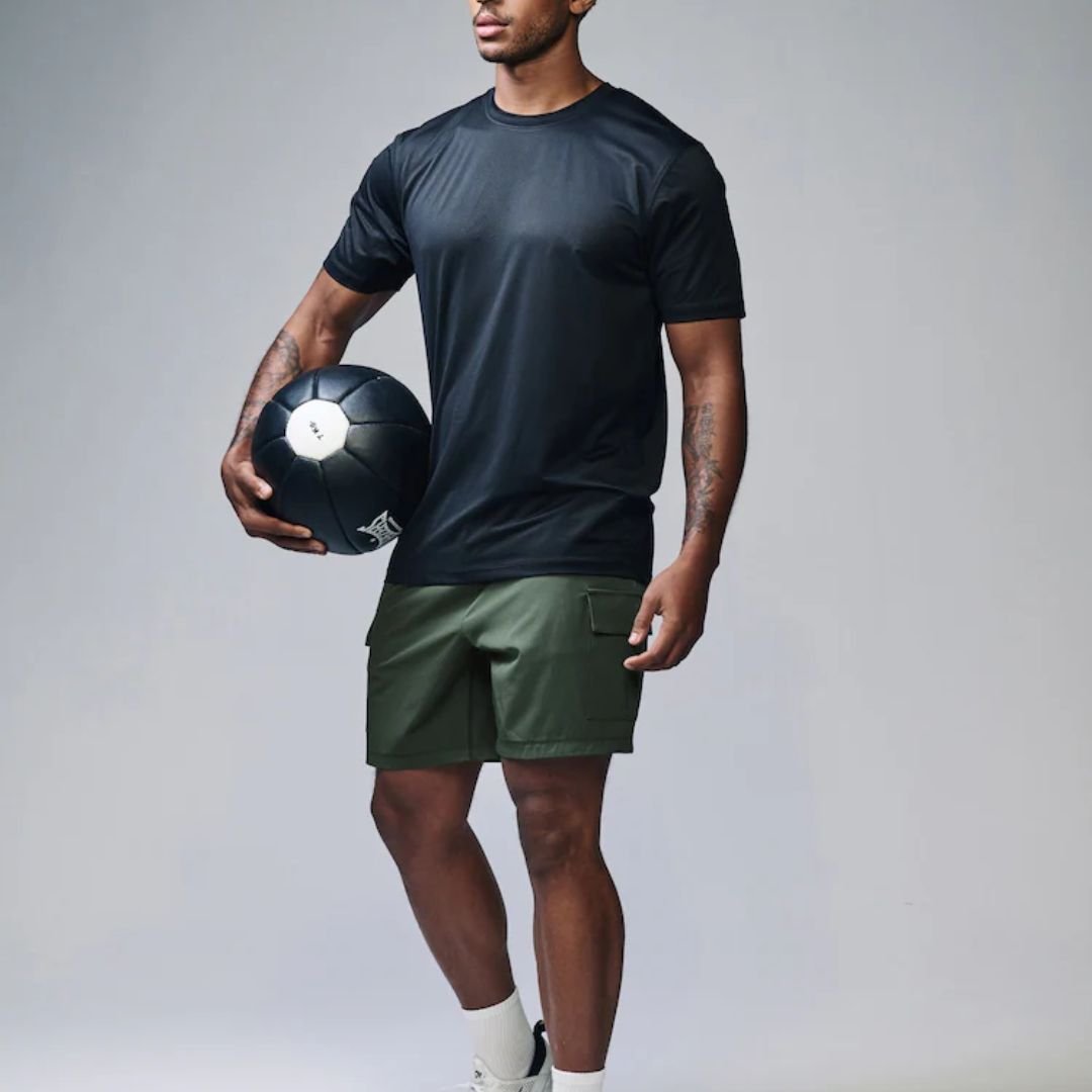 MaxMotion Khaki Green Active Cargo Gym Training Shorts - Image 2